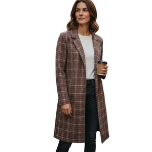 Potter's Pot Brown Plaid Coat Sz.L EUC.
